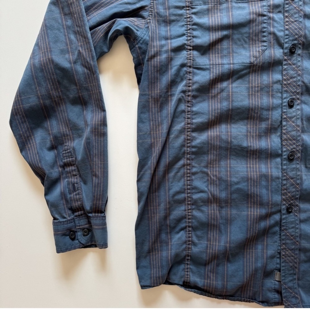 ARCTERYX Long Sleeve Button Up Plaid Shirt Mens Large Blue Gorpcore Outdoor
